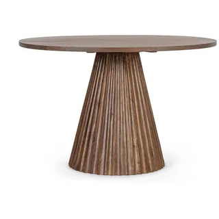 Esstisch Orissa aus Mangoholz, rundes Design, modern, braun, für 4–6 Personen