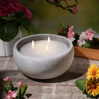MARELIDA Duftkerze CITRONELLA Outdoorkerze mit Deckel 3-docht D: 20cm in grau | Gr.: onesize