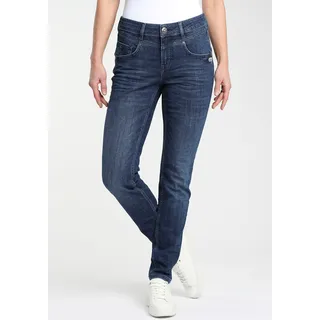 Skinny-fit-Jeans GANG "94MARISSA" Gr. 27, N-Gr, blau (dark, blue, used) Damen Jeans Röhrenjeans mit modischer V-Passe vorn & hinten