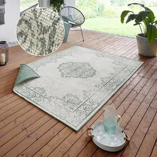HANSE HOME Teppich HANSE HOME "CEBU Wendeteppich" Gr. 3, beige (creme, grün), B:120cm H:5mm L:170cm, Polypropylen (PP), Teppiche, Teppich, In-& Outdoor, Wetterfest, Balkon, Wohnzimmer, Wasserfest, Orientalisch