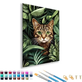 Malen nach Zahlen ab 7 8 9 10 11 12 Jahre Mädchen, Malen nach Zahlen Erwachsene Katze Paint by Numbers Kinder Tier DIY Painting by Numbers Set für Deko Wohnzimmer, Geschenke für Frauen 70 x 90 cm U-5