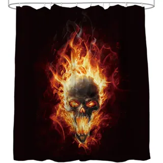 Sanilo Duschvorhang Totenkopf in Flammen 180 x 200 cm schwarz