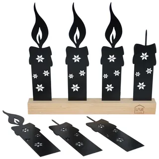 UNUS Adventskerzen-Aufsteller, Weihnachtsdeko aus Metall, Adventskranz mit austauschbaren Kerzen, in Schwarz, Moderne Dekoration für den Innenbereich