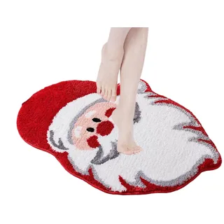 Weihnachts-Badematte, Weihnachtsbaum, Weihnachtsmann, Bodenteppiche, 40,6 x 61 cm, wasserabsorbierend, rutschfest, waschbar, Teppich für Innen- und Außenbereich, Eingangsbereich, Badezimmer, Küche
