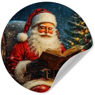 MuchoWow Wandsticker Weihnachtsmann - Weihnachten - Winter - Weihnachtsbaum (1 St), Runde Aufkleber für Kinderzimmer, Selbstklebend, 120x120 cm 120 cm x 120 cm x 0.1 cm