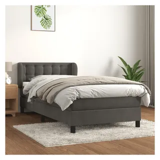 vidaXL Boxspringbett 100 x 200 cm Dunkelgrau