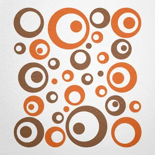 WANDfee Wandtattoo Kreise Punkte 50 Aufkleber FARBWUNSCH Wandaufkleber Kinderzimmer Fliesenaufkleber Badezimmer Küche braun orange