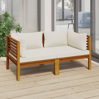 vidaXL 2-Sitzer-Gartensofa mit Creme Kissen Massivholz Akazie
