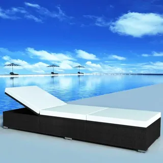 vidaXL Sonnenliege 195 x 60 x 31 cm schwarz/cremeweiß