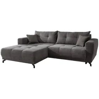 Mid.you Ecksofa, Grau, Metall, 4-Sitzer, Füllung: Schaumstoff, Ottomane links, L-Form, 246x177 cm, seitenverkehrt erhältlich, Rücken echt, Armteil links, rechts, elektrischer Sitzvorzug, Wohnzimmer, Sofas & Couches, Wohnlandschaften, Ecksofas