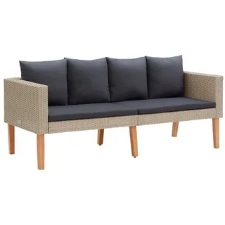 vidaXL Loungesofa 2-Sitzer-Gartensofa mit Auflagen Poly Rattan Beige, 1 Teile beige