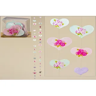 Capiz Muschel Girlande Mobile Windspiel herzförmig mit Blüten 2er Set