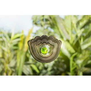 3D Windspiel aus Edelstahl mit Glaskugel BLUME - Dekoration für innen & außen