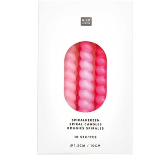 Spiralkerzen, Pink Mix, 10 Stk, Ø 1,2 cm x 10 cm hoch