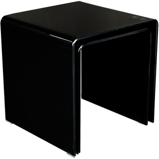 Beistelltisch Set Modern Wohnzimmertisch Glas schwarz Couchtisch 2 teilig schwarz, Belastbarkeit 15kg, Glasdicke 1 cm, H 39-42 cm, 2er Set