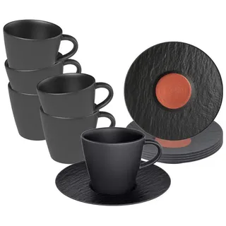 Villeroy & Boch Espressotassen, Schwarz, Keramik, 0.06 L, 12.1x7.4x12.1 cm, Kaffee & Tee, Tassen, Kaffeetassen-Sets