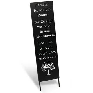 Rostikal Metallschild Gartenschild Metall Deko Familie Spurchtafel Gartendeko schwarz, (1 St), Handmade schwarz zum Stecken | 15 cm x 55 cm