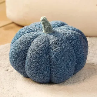 Dekoratives Plüschkürbiskissen, Halloween-kürbis-plüschkissen, 3d-kürbiskissen Für Die Heimdekoration – 28 Cm – Blau