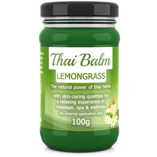 Wang Prom Naturals Thai Kräuter Balm Zitronengras 100g grün - Lemongrass | Thailändischer Massage-Balsam zur Hautpflege, Entspannung sowie Spa-Anwendung. Traditionelle Pflege-Salbe aus Asien