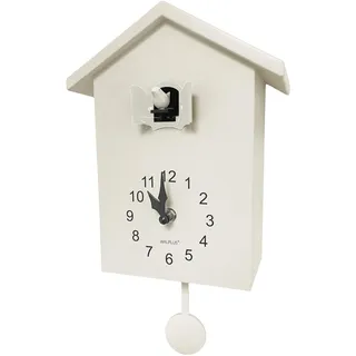 WALPLUS 20 x 25 cm Weißer Kuckuck Weiße Fensterkuckucksuhr Kuckucksuhr mit Vogelstimme Pendeluhr Kuckucksuhr Moderne Geschenkideen Dekoration DIY Kinderzimmer Batteriebetrieben