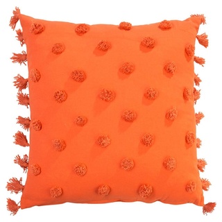 Dekokissen Kissen RIO, 45 x 45 cm, Orange, Baumwolle, mit Quasten, Reißverschluss und Füllung orange|rot