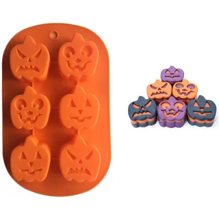 2 Stück Halloween Kürbis Silikon Backformen, FantasyDay Antihaftbeschichtet Silikon Kuchenform Muffinbackformen Brotbackform Backform Kasten für Muffins Kuchen Pudding - Hochwertige Silikonbackform