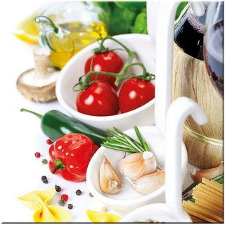 artissimo Glasbild Glasbild 50x50cm Bild aus Glas Küche Küchenbild Pasta Gemüse bunt