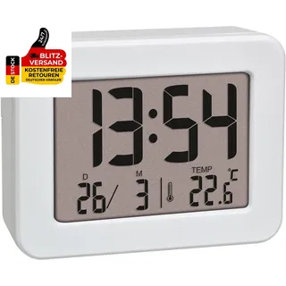 TFA Dostmann Mini Wecker Mit Temperatur, 60.2044.02, Tischuhr, Batteriebetrieben