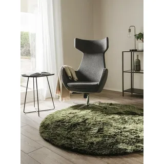 benuta Whisper Hochflorteppich Ø 160 cm Grün