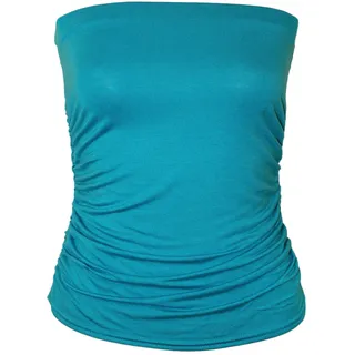 WearAll Bandeau-Top für Damen, trägerlos, ärmellos, Größe 42-46, Schwarz, türkis, 38-40 - 38-40