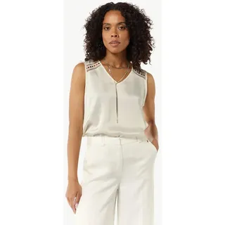 comma Blusentop Bluse Satin-Top mit Spitzendetails weiß
