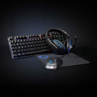 Nedis Gaming Combo Kit - 5-in-1 - Tastatur, Headset, Maus und Mauspad - Schwarz - QWERTZ - DE-Layout