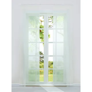 HeichkelL Schiebegardinen 2er-Set Einfarbige Flächenvorhänge Gardine Voile Halbtransparenter Schiebevorhang, Klettband und Beschwerungsstangen, Beige, Jedes Stück BxH 57x145 cm