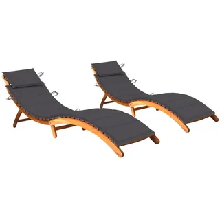 IKAYAA Doppelliege Outdoor 2 Personen Holz Sonnenliege 2 Personen Sonnenliege Holz mit Kissen Wetterfest Holzliege Gartenliege Holzliege Anthrazit