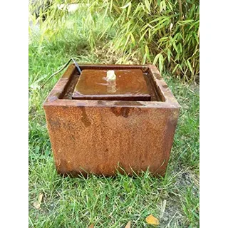 Zen Man Cortenstahl Garten Brunnen 20 * 20 * 15cm Edelrost Garten Wasserspiele ca. 1,6mm Corten Stahl 2,35kg Handarbeit 032038-1