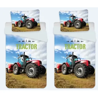 BrandMac Bettwäsche Traktor Trecker - Partner-Bettwäsche für 2 Personen, 135x200 & 80x80, Baumwolle, 100% Baumwolle bunt