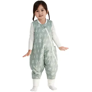 Duomiaomiao Baby Schlafsack mit füßen, Winter mit füßen,100% Baumwolle Schlafsack Baby, Baby Jungen 2.5 tog mit Schlafsack, Cartoon-Laub,Atmungsaktiv (75cm-Grüne Blätter)