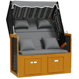 furnicato Strandkorb mit Kissen Poly Rattan Massivholz Schwarz Anthrazit, BxTxH: 55x55x156 cm, (1-tlg) schwarz