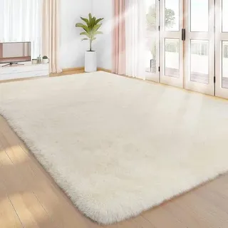 None Hochflor Teppich 240 x 340 cm Creme