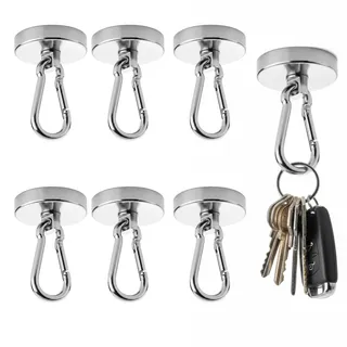 Ebksqs 6 Stück Magnethaken Extra Stark, Magnet mit Haken und Magnete mit Haken Schwarz 20mm – Starke Magnetische Haken 25KG für Küche, Badezimmer, Schließfach