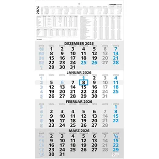 Zettler 4-Monatskalender Wandkalender 2026 33 × 59 cm