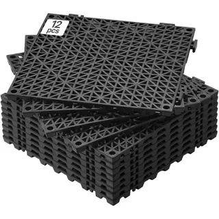 Vevor Ineinandergreifende Fliesen Schwarz 30 x 30 cm 12 St.