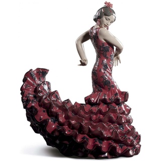 Casa Padrino Luxus Porzellan Skulptur Flamenco Frau Rot 27 x H. 47 cm - Handgefertigte Luxus Deko Figur - Limitierte Ausgabe