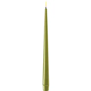 Deluxe Homeart LED Stabkerze mit Lack Real Flame 2er Set, Ø2,2 cm x H 28 cm, 2er Set, grün