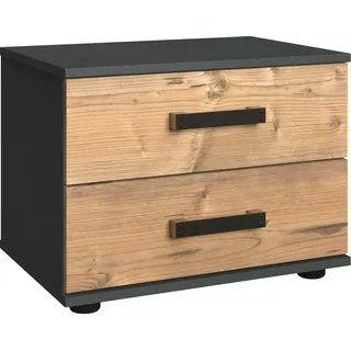 Wimex Nachttisch Stockholm, Nachtkommode 52cm breit, Made in Germany, Industrial Look, 2 Höhen zur Auswahl, einzeln oder im 2er Set grau 52 cm x 40 cm x 38 cm