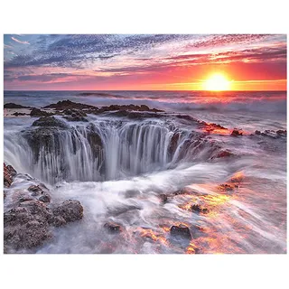 SHEGZHUC Square Diamond Painting Wasserfall 50x40 cm Diamant Painting Bilder Wasserfall Diamond Painting Eckige Steine Wasserfall Diamond Painting Sonnenuntergang am Meer Landschaften und Natur