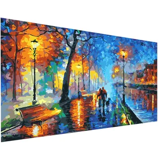 YALKIN Malen Nach Zahlen Erwachsene Großes XXL, Paint by Numbers Malen Nach Zahlen, DIY Abstrakt mit Pinseln und Acrylfarben Handgemalt Ölgemälde Leinwand für Home Décor, Ohne Rahmen (40x90cm)