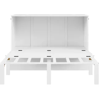 Schrankbett(weiß)140x200 cm,Wandbett mit Lattenrost,Wandklappbett,vertikales Schrankbett mit Lattenrost,Jugendbett