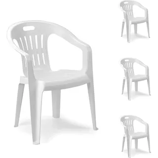 Mojawo, Gartenstühle, 4 Stück Stapelstuhl Bistrostuhl Gartenstuhl MOJAWO PIONA Weiß Kunststoff