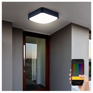 EGLO LED Deckenleuchte, LED-Leuchtmittel fest verbaut, Warmweiß, Deckenlampe Haustür Lampe Smart LED Außenleuchte dimmbar